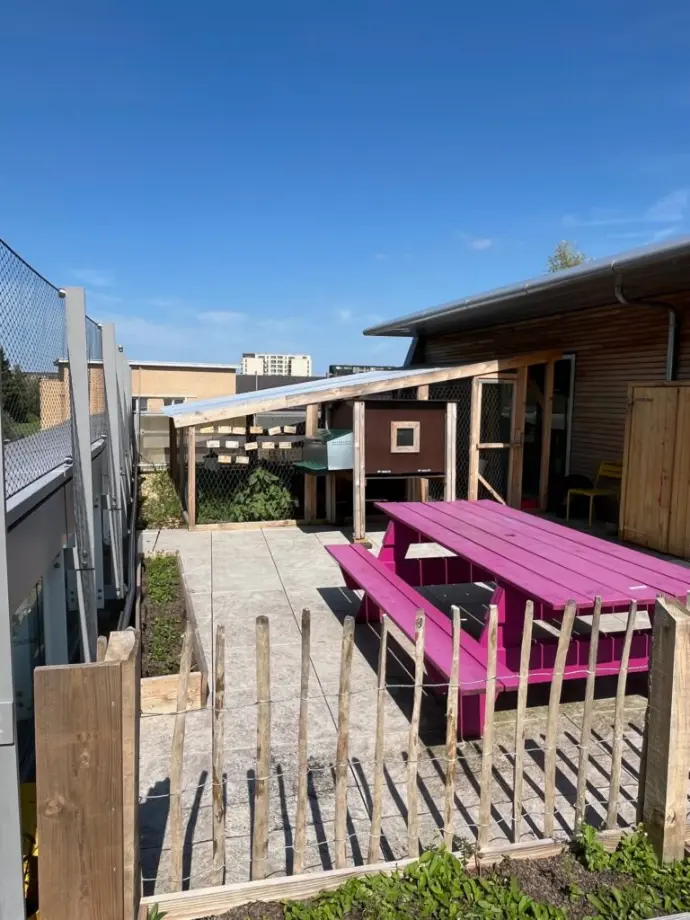 kippen op dakterras